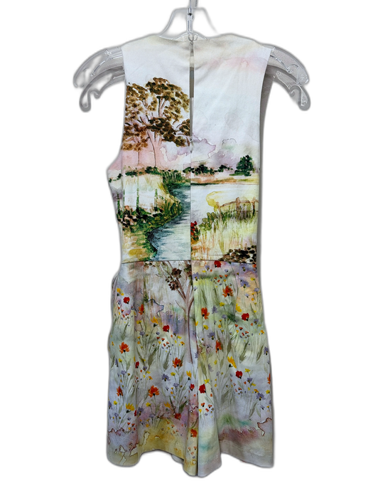 Amanda Uprichard Size S White & Multi Cotton Blend Watercolor Print Romper White & Multi / S
