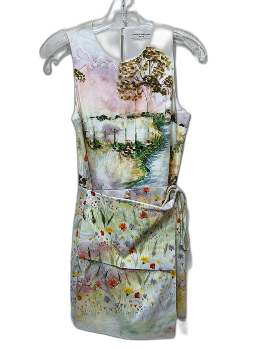 Amanda Uprichard Size S White & Multi Cotton Blend Watercolor Print Romper White & Multi / S