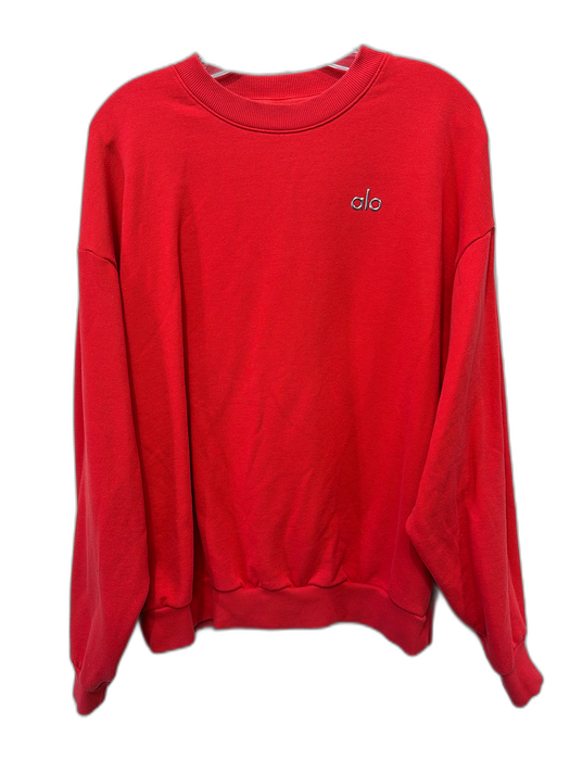 Alo Size Est M Red Missing Fabric Tag Silver Tone Accent Logo Crewneck Sweater Red / Est M