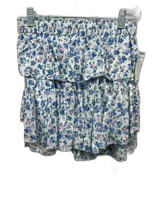 Loveshackfancy Size XS White, Blue & Green Cotton Elastic Waist Mini Skirt White, Blue & Green / XS