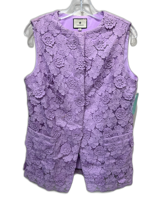 Tuckernuck Size M Lilac Purple Polyester Floral Applique Sleeveless Vest Lilac Purple / M