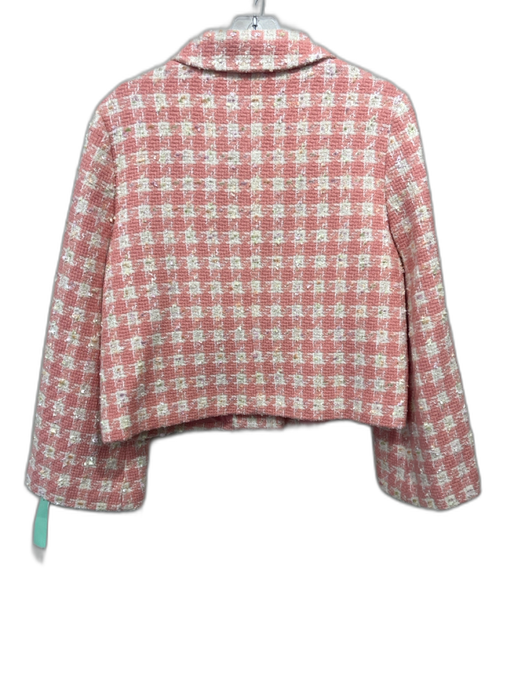 Hill House Size XS Peach Pink & Cream White Wool Blend Tweed Button Front Jacket Peach Pink & Cream White / XS
