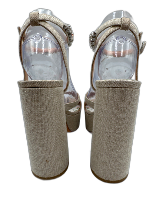 Hill House Shoe Size 39 Beige textile upper Rhinestone Detail Platform Sandals Beige / 39