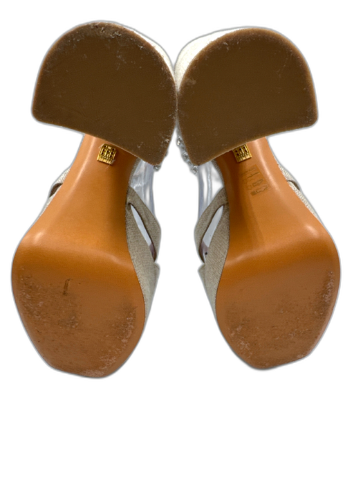 Hill House Shoe Size 39 Beige textile upper Rhinestone Detail Platform Sandals Beige / 39