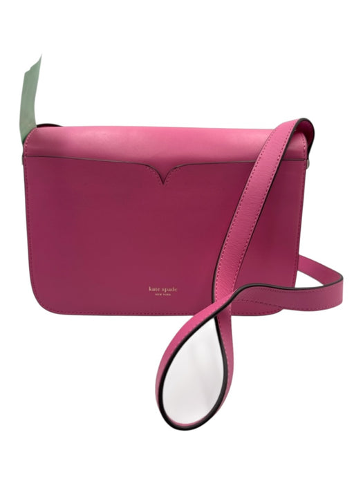 Kate Spade Pink & Orange Leather Flap Silver Tone Hardware Logo Crossbody Bag Pink & Orange / Medium