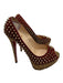 Christian Louboutin Shoe Size 38 red & beige Ponyhair Studded Peep Toe Pumps red & beige / 38