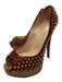 Christian Louboutin Shoe Size 38 red & beige Ponyhair Studded Peep Toe Pumps red & beige / 38