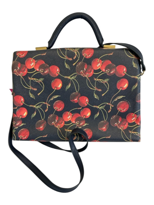 Ted Baker Red, Green, Black Saffiano Leather Magnetic  Flap Cherries Bag Red, Green, Black / M