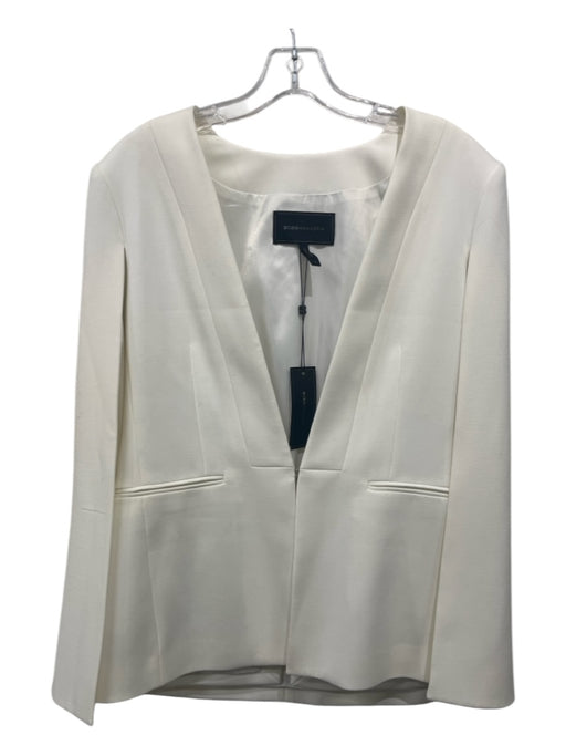 BCBG Maxazria Size M Ivory White Polyester Open Front Darted Blazer Jacket Ivory White / M