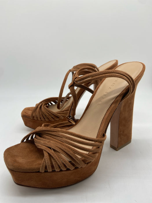 Veronica Beard Shoe Size 7 Brown Suede Square Toe Platform Block Heel Sandals