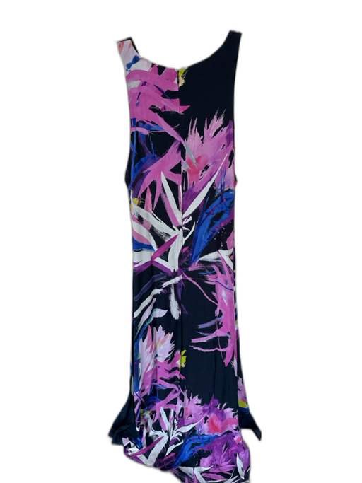 Josie Natori Size Est S Black & Purple Sleeveless Flowers Back Zip Maxi Dress Black & Purple / Est S