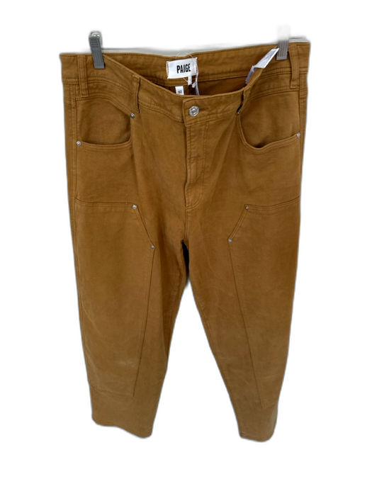 Paige Size 32 Khaki Cotton Blend High Waist Barrel Leg Jeans Khaki / 32