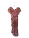 ASTR Size L Magenta & Multi Polyester Flutter Sleeves Flowers Back Zip Dress Magenta & Multi / L