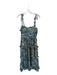 Ulla Johnson Size Est L Teal & Orange Cotton Tie Straps Floral Ruffles Dress Teal & Orange / Est L