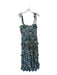 Ulla Johnson Size Est L Teal & Orange Cotton Tie Straps Floral Ruffles Dress Teal & Orange / Est L