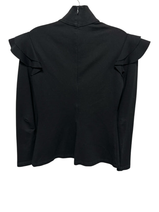 Hunter Bell Size XS Black Rayon Blend Long Sleeve Ruffle Shoulder Detail Top Black / XS
