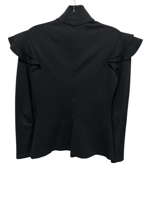 Hunter Bell Size XS Black Rayon Blend Long Sleeve Ruffle Shoulder Detail Top Black / XS