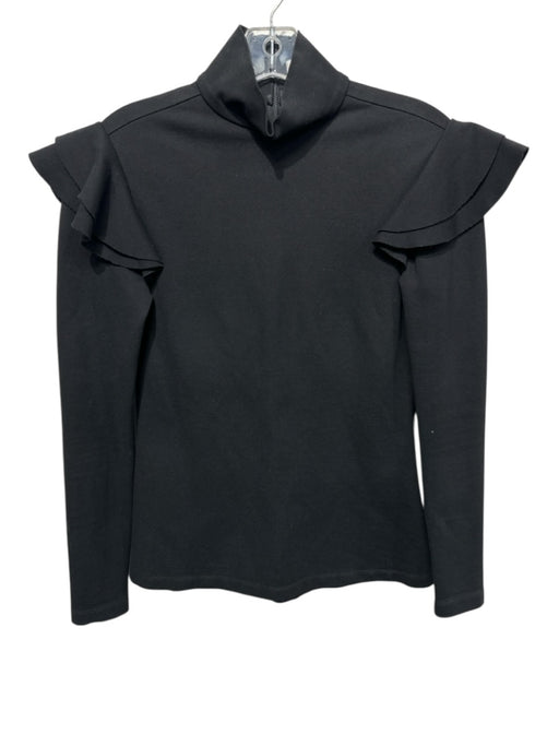 Hunter Bell Size XS Black Rayon Blend Long Sleeve Ruffle Shoulder Detail Top Black / XS