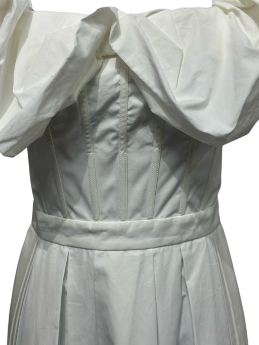 Alexander McQueen Size 38 White Cotton Off Shoulder Short Puff Sleeve Dress White / 38