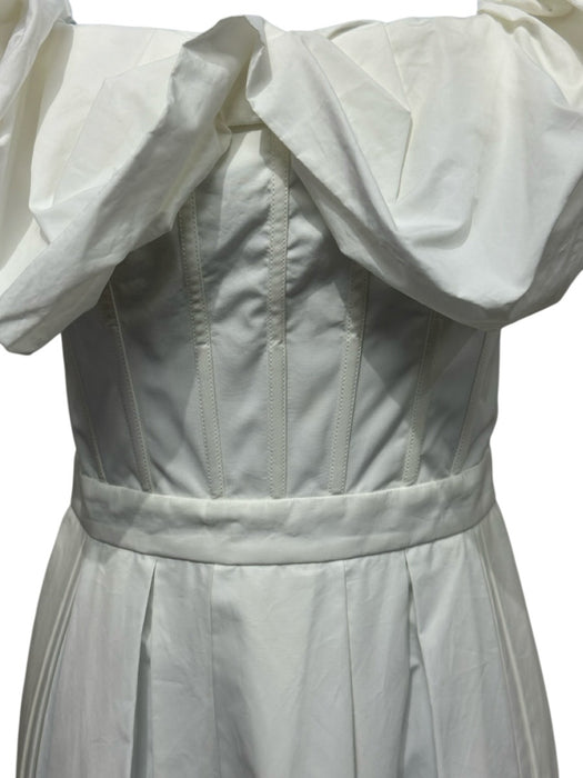 Alexander McQueen Size 38 White Cotton Off Shoulder Short Puff Sleeve Dress White / 38