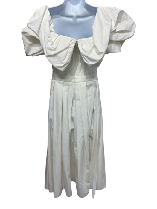 Alexander McQueen Size 38 White Cotton Off Shoulder Short Puff Sleeve Dress White / 38