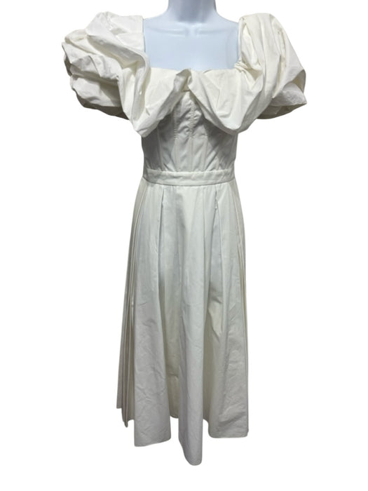 Alexander McQueen Size 38 White Cotton Off Shoulder Short Puff Sleeve Dress White / 38
