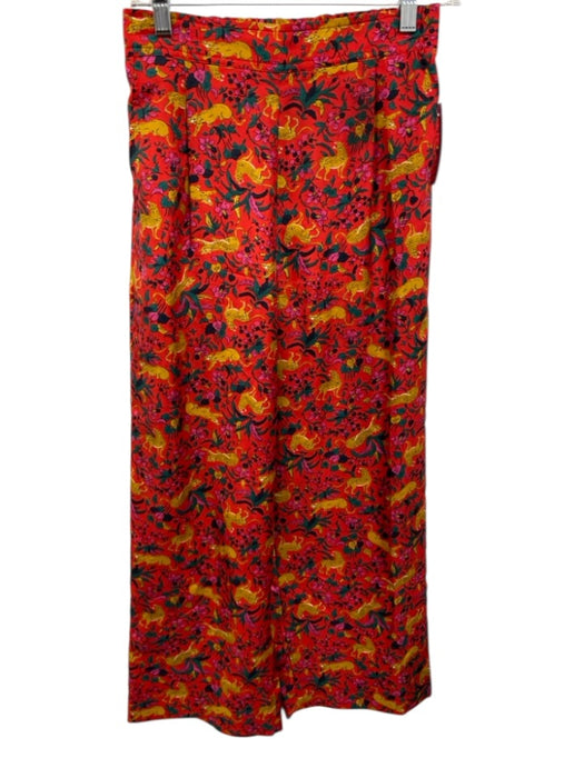 J Crew Collection Size XS Red, Yellow, Green Silk Elastic Waist Wide Leg Pants Red, Yellow, Green / XS