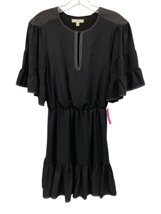 Joie Size XS Black & White Polyester Short Sleeve Contrast Stitch Keyhole Dress Black & White / XS