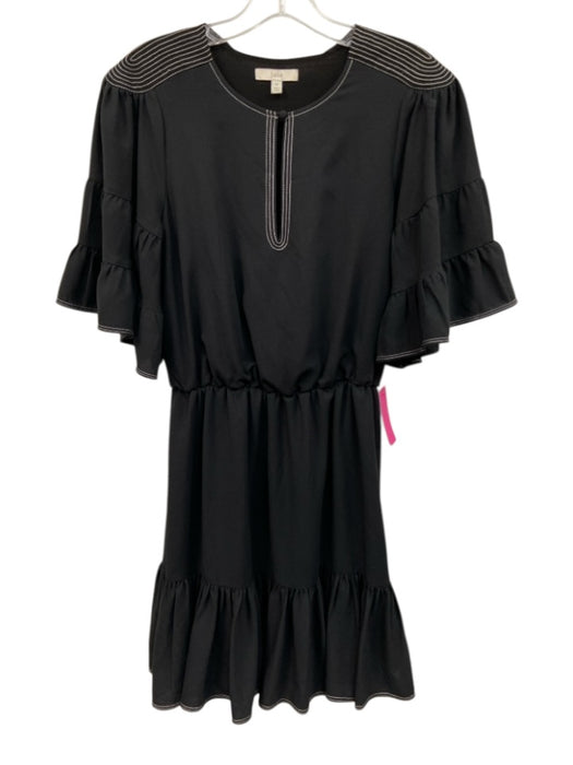Joie Size XS Black & White Polyester Short Sleeve Contrast Stitch Keyhole Dress Black & White / XS