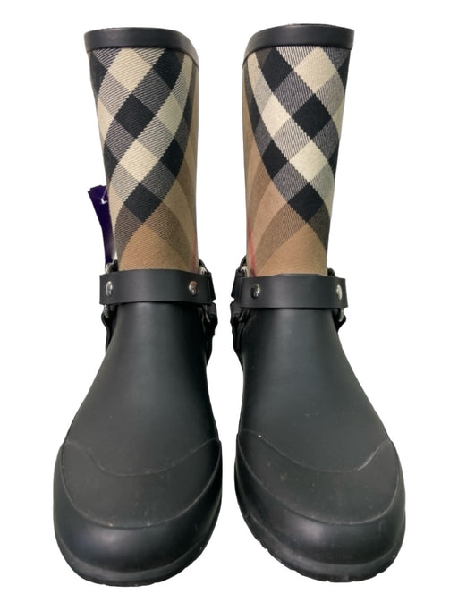 Burberry zane check harness rain boots black hotsell