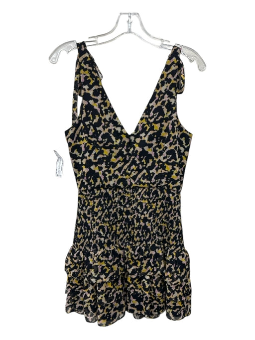 Amanda Uprichard Size Medium Black, Yellow & Pink Polyester Shoulder Tie Dress Black, Yellow & Pink / Medium
