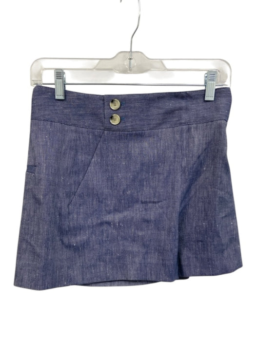 Veronica Beard Size 2 Medium dark wash Linen Blend Chambray Button Detail Shorts Medium dark wash / 2