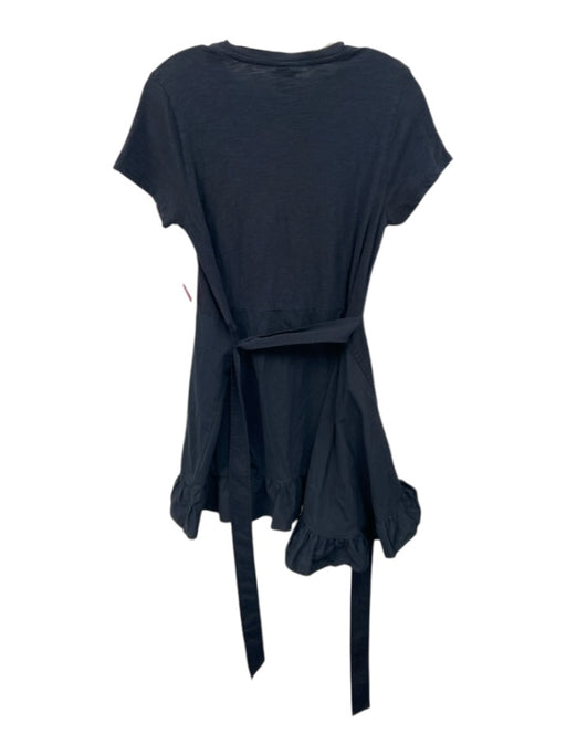 Cinq a Sept Size M Navy Blue Cotton Short Sleeve Fabric Block Wrap Detail Dress Navy Blue / M
