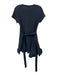 Cinq a Sept Size M Navy Blue Cotton Short Sleeve Fabric Block Wrap Detail Dress Navy Blue / M