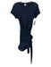 Cinq a Sept Size M Navy Blue Cotton Short Sleeve Fabric Block Wrap Detail Dress Navy Blue / M