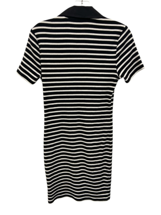 Veronica Beard Size S Black & White Cotton Blend Striped Ribbed Knit Dress Black & White / S