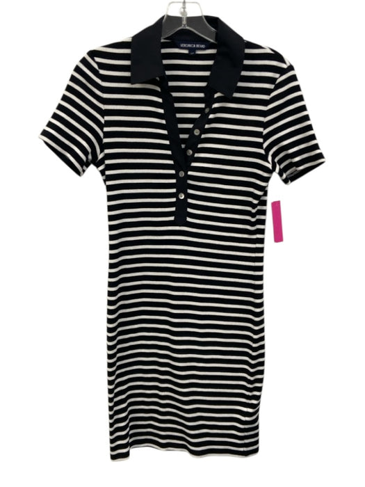 Veronica Beard Size S Black & White Cotton Blend Striped Ribbed Knit Dress Black & White / S
