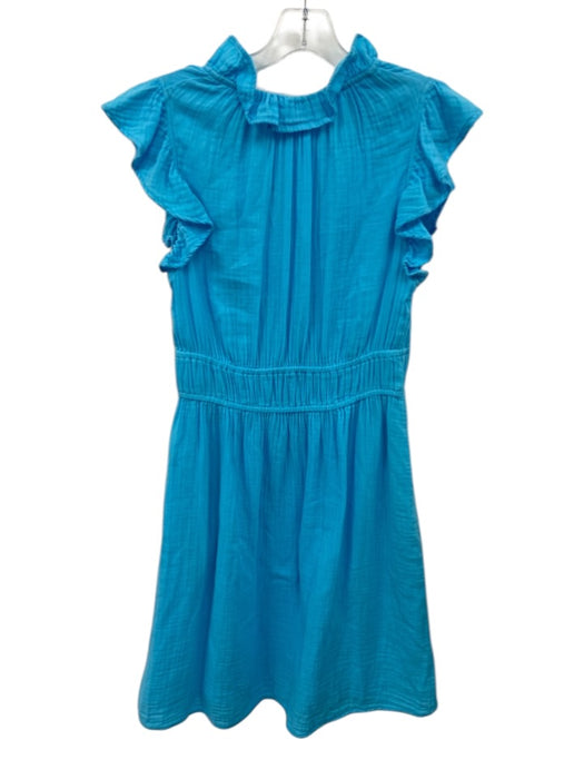 XiRENA Size S Blue Cotton Gauze Ruffle Cap Sleeve V Neck Elastic Waist Dress — Labels Resale Boutique
