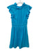 XiRENA Size S Blue Cotton Gauze Ruffle Cap Sleeve V Neck Elastic Waist Dress Blue / S