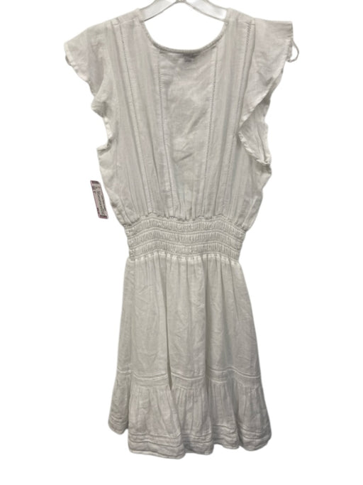 Rails Size S White Cotton Ruffle Cap Sleeve V Neck Lace Detail Dress White / S