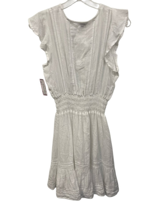 Rails Size S White Cotton Ruffle Cap Sleeve V Neck Lace Detail Dress White / S