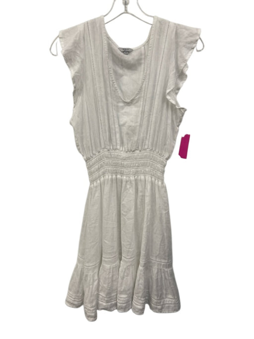Rails Size S White Cotton Ruffle Cap Sleeve V Neck Lace Detail Dress White / S