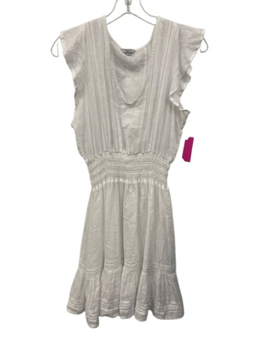 Rails Size S White Cotton Ruffle Cap Sleeve V Neck Lace Detail Dress White / S