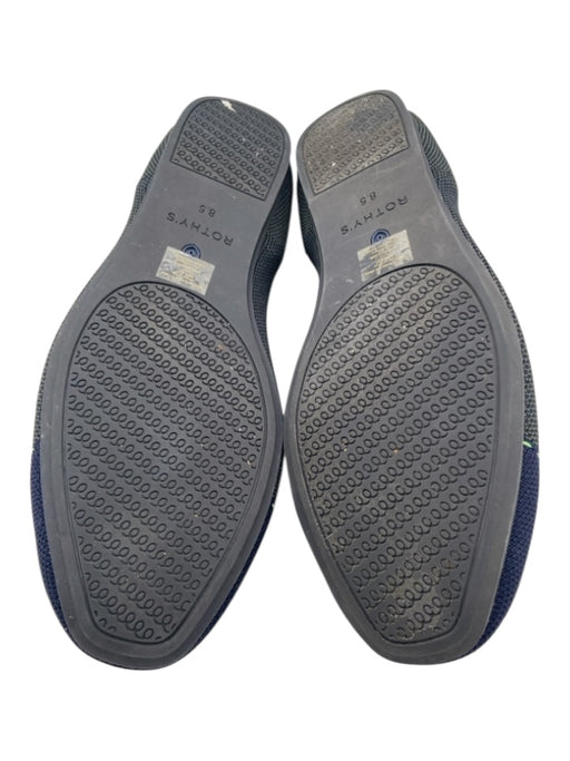 Rothy's Shoe Size 8.5 Navy & Green Synthetic Knit Round Toe Rubber Sole Flats Navy & Green / 8.5