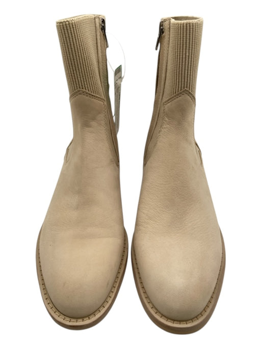 Dolce Vita Shoe Size 8 Off White Leather Round Pointed Toe Ribbed Booties Off White / 8