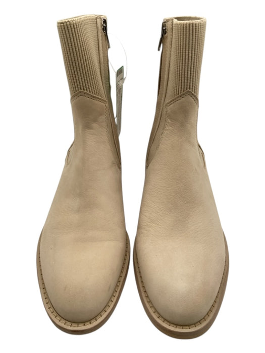 Dolce Vita Shoe Size 8 Off White Leather Round Pointed Toe Ribbed Booties Off White / 8