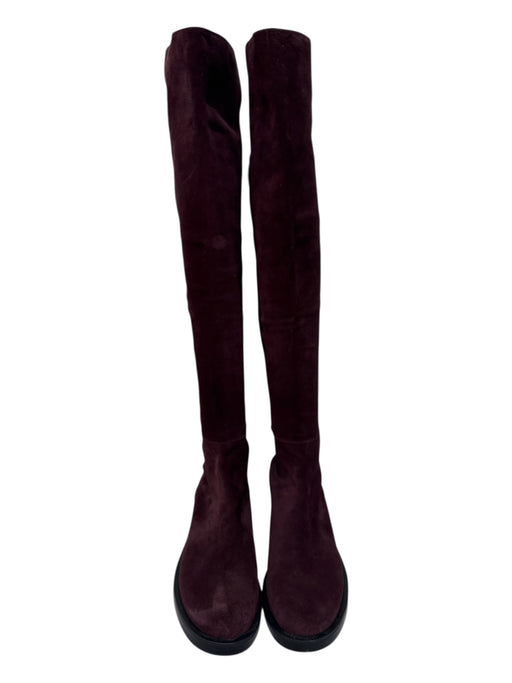 Stuart Weitzman Shoe Size 8 Burgundy Suede Round Toe Fabric Block Boots Burgundy / 8