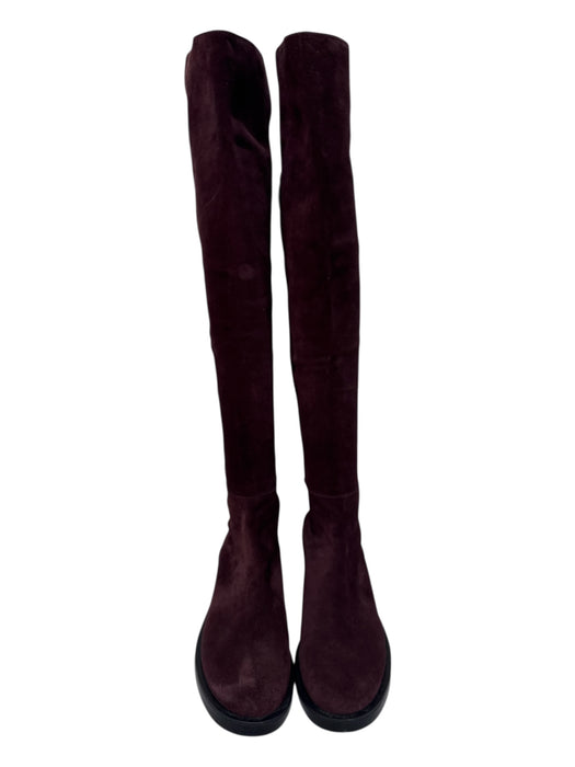 Stuart Weitzman Shoe Size 8 Burgundy Suede Round Toe Fabric Block Boots Burgundy / 8