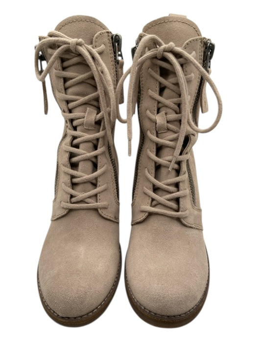 Dolce Vita Shoe Size 8 Taupe Suede Round Toe lace up Inside Zipper Booties Taupe / 8