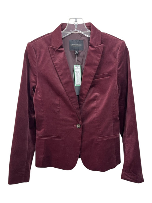 Banana Republic Size 2 Burgundy Cotton & Polyester Velvet One Button Jacket Burgundy / 2